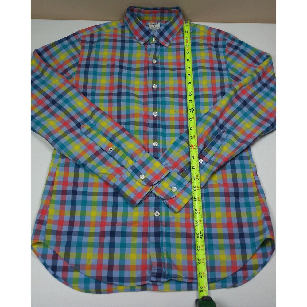 Bonobos Mens S Slim Fit Summer Weight Poplin Plaid Button Down Shirt Multicolor - Picture 7 of 10